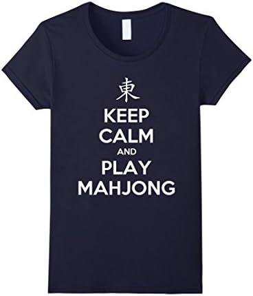 Womens Keep Calm And Play Mahjong T-Shirt XL Navy