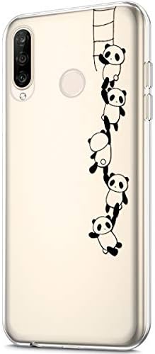 ikasus Case for Huawei P30 Lite,Crystal Clear Art Panited Design Soft & Flexible TPU Ultra-Thin Transparent Soft Rubber Gel TPU Protective Case Cover for Huawei P30 Lite Silicone Case,Panda string