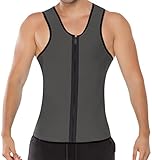 HEROSKY Men's Zip Tank Top Sport Waist Training Corsets Vest Sweat Reversible
