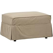 Stone & Beam Carrigan Slipcovered Ottoman, 33" W, Khaki