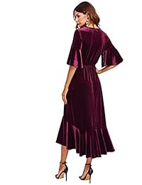 Floerns Vestido con manga de corte de trompeta, midi, terciopelo