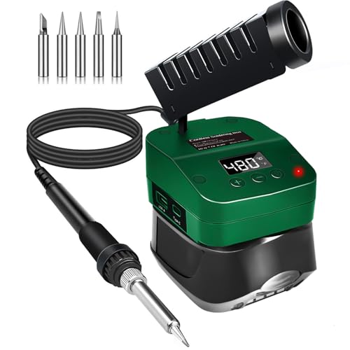 Soldador con batería para Bosch Home and Garden 18 V batería PBA de 60 W, soldador sin cable, temperatura ajustable de 51 a 480 °C, con interruptor de encendido/apagado, soporte de soldador para