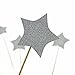 Shxstore Silver Stars Cake Cupcake Topper Picks For Wedding, Birthday, Baby Shower Party Decorations Supplies, 30 Counts