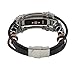 Sympath Replacement Leather Wristband Band Strap Bracelet For Fitbit Alta/Fitbit Alta HR (Black)