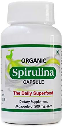 Spirulina Capsules Organic, Vitamin A, Vitamin K, Vitamin B12, multi-vitamins & Minerals, Calcium, Iron, Zinc, Copper, Sodium, Phycocyanin