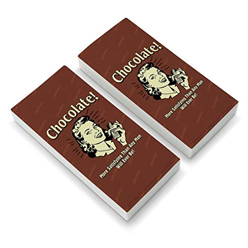 Chocolate More Satisfying Than Any Man Will Ever Be Funny Humor Retro Eraser Set of 2