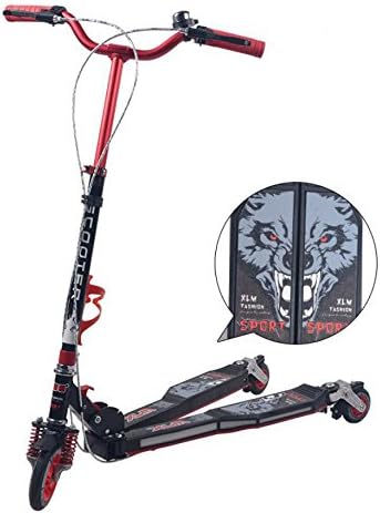 wwgy Adults-skating coaches frog-flashing triple scissor legs drift scooter brake two , green ash