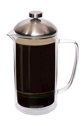 Sonpuro French Coffee Press 34oz (8cup)-Double Wall Insulated Borosilicate Glass Premium Coffee Pres Sonpuro French Coffee Press 34oz (8cup)-Double Wall Insulated Borosilicate Glass Premium Coffee Pres