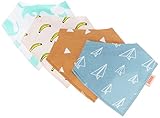 Zasso Baby Bandana Bibs - Locally Designed 4 Pack Burp Cloths Gift Set for Boy & Girl - Best for Drooling, Teething, and Feeding Baby Shower Gift