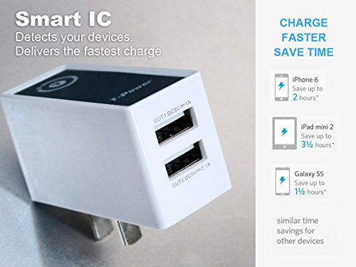 T-Power (5v 3.1-amp) Dual USB Ports for Asus EEE MeMO Pad Smart , LG Google Nexus , Samsung Galaxy 3 Transformer T100 Tablet PC Tab Power Supply