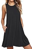 Women's Summer Sleeveless Swing Casual T-shirt Dress Loose Tank Plus Size Dresses With Pockets Jo&Sha