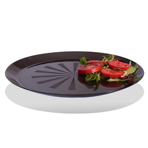 Party Essentials N161217 Plastic Round Tray, 16" Diameter, Black (Case of 12)
