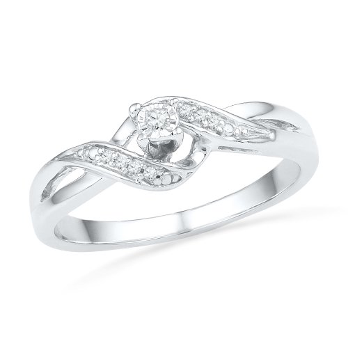 Sterling Silver Round Diamond Promise Ring (1/20 Cttw)