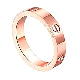 K.Klemm Women's 4mm Fashion Classics Rose Gold Titanium Steel Ring - Eternal Love