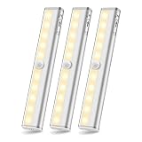 Wireless Under Cabinet Lighting Motion Sensor Night Light LED Closet Light Battery Powered Lights Under Counter Lights Stick on Lights Bars for Stairs Kitchen Wardrobe Gun Safe Stairs Shelf Warm 3000K