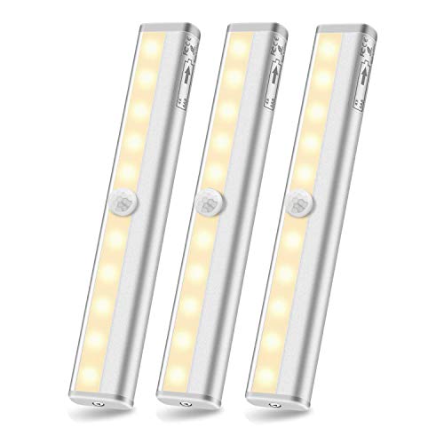 Wireless Under Cabinet Lighting Motion Sensor Night Light LED Closet Light Battery Powered Lights Under Counter Lights Stick on Lights Bars for Stairs Kitchen Wardrobe Gun Safe Stairs Shelf Warm 3000K