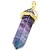 SUNYIK Fluorite Stone Gemstone Six Pyramid Column Bead Pendant Silver Fluorite