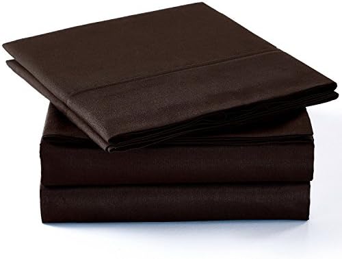 Maiijia Luxury Comfort 2800 Series Wrinkle & Fade Resistant Egyptian Cotton Quality Ultra Soft 4-Piece Bed Sheet Set (Queen Brown,1LN)