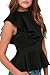 Dearlovers Women Zip Back Solid Blouse Top XX-Large Black