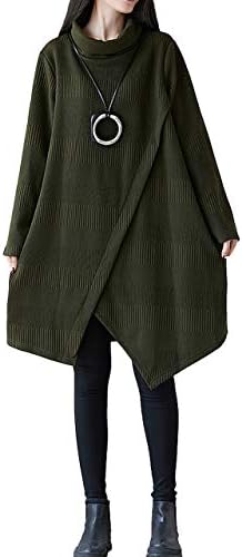 [リトルコンフェ] ニット チュニック ワンピース アシンメトリー 厚地 レディース ワインレッド グリーン M～2XL