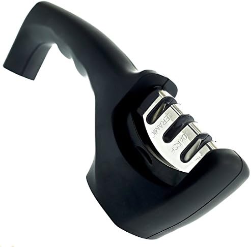 Professional Diamond Manual Knife Sharpener 3 Stage Sharpening System for Knives (Black)