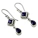 NOVICA Artisan Handmade Lapis Lazuli Dangle Earrings Sterling Silver India Blue Royal Classic Reflecting Pond Snorkel Birthstone [1.6 in L x 0.4 in W] ' Queen of Diamonds'