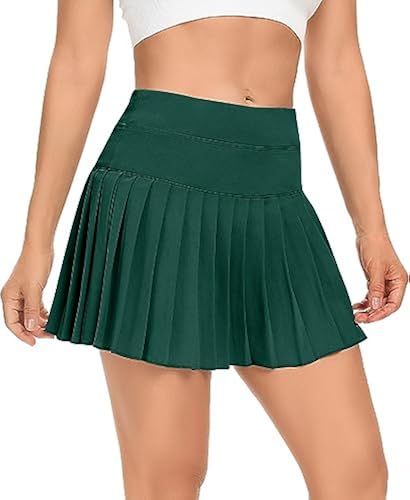 DERCA Pleated Tennis Skirt for Women with Pockets Shorts Athletic