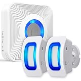 Fosmon WaveLink 51076HOMUS Wireless Home Security Driveway Alarm, Motion Sensor Detect Alert, Store Door Entry Chime Doorbell (150M/500FT, 52 Tunes, 4 Volume Levels, LED Indicators), 2 Motion Detector