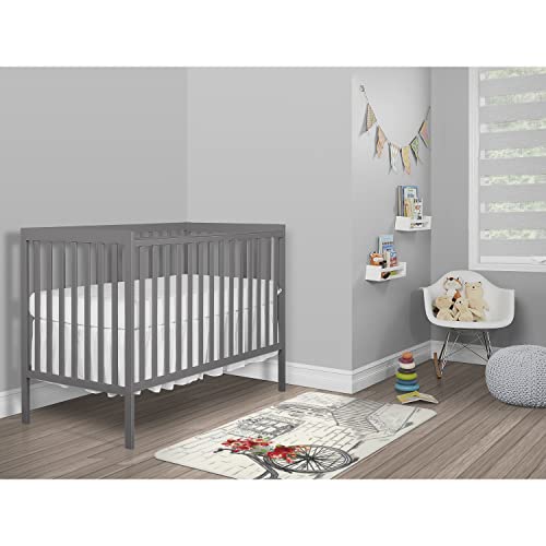 Dream On Me Synergy 5in1 Convertible Crib in Steel Grey, Greenguard