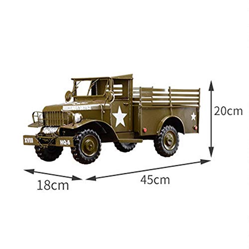 MQW Retro Iron Art Collection of Military Vehicles Model Ornaments Home Crafts Creative Photography Props 45 18 20cm Delicate and Beautiful