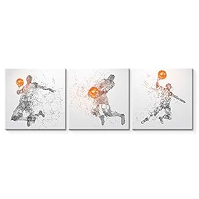 3 Panel Canvas Wall Art Play Basketball Pictures Home Wall Decorations for Bedroom Living Room Paintings Canvas Prints Framed - 12"x12"x3 Panels