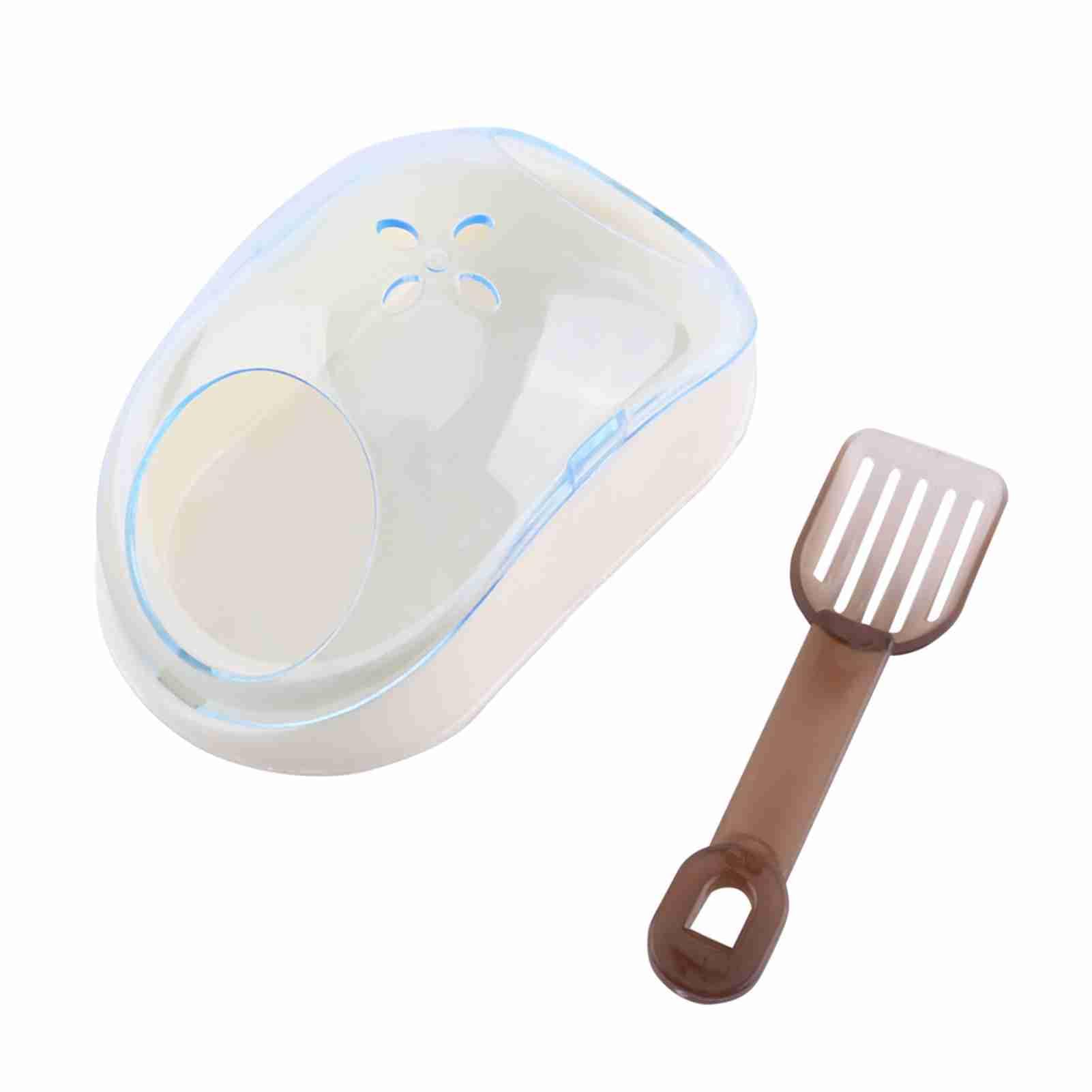 Oumefar Plastic Pet Bath Container Hamster Bathroom Pet House Hamster Toilet Sand Bath Pet Litter Set (Blue)
