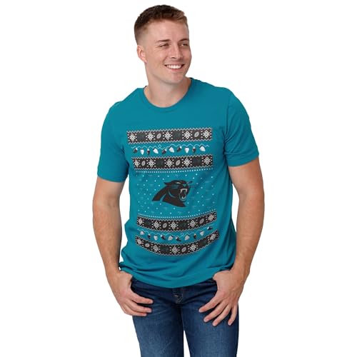 FOCO Men's Carolina Panthers NFL Team Logo Holiday Lights Sweater T-Shirt