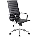 2xhome Tall Ribbed PU leather Executive Office Chair with Wheels, Arms, Arm Rest & Tilt Adjustable Seat, Black