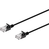 Monoprice Cat6 Ethernet Patch Cable - Ultra Slim UTP 30AWG Stranded Copper Molded Boot PVC Jacket 3ft Black