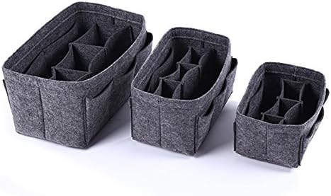 Felt Fabric Purse Handbag Organizer, Bag in Bag, used in Car, Bathroom, Shopping (Small, Grey)