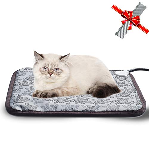 Yichang Heated Pet Beds for Cats Small Dogs Electric Pets Heating Pads Safety Warming Mats Heater Adjustable Waterproof Chew Resistant Cord 17.7"×17.7" - Thumbnail 7