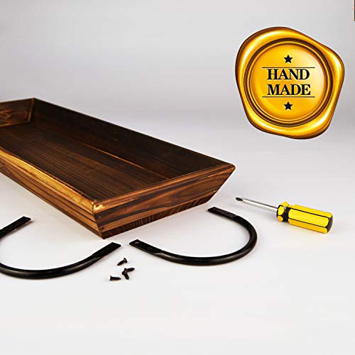 AGLARY Wood Candle Holder with Metal Handle, Rectangle Decorative Tray for Display Candle, Dining Table, Wedding