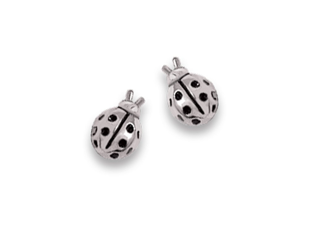 Sterling Silver Children's Ladybird Earrings - SIZE: Small 8mm - Silver Ladybird earrings. Gift Boxed 5015.
