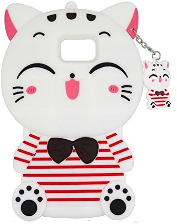 Galaxy S8 Case Galaxy S8 Cartoon Silicone Case,Bat King Cute Cartoon 3D White Winter Lucky Fortune Cat Kitty with Cute Bow Tie Soft Silicon Gel Rubber Case Cover for Samsung Galaxy S8
