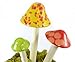 Mushroom Ceramic Garden Stakes - 3 Handmade Outdoor Ornament Decor - Made In USA - Toadstools for Lawns, Planters, Gardens, Yards. Colors: Yellow, Red, Light Green