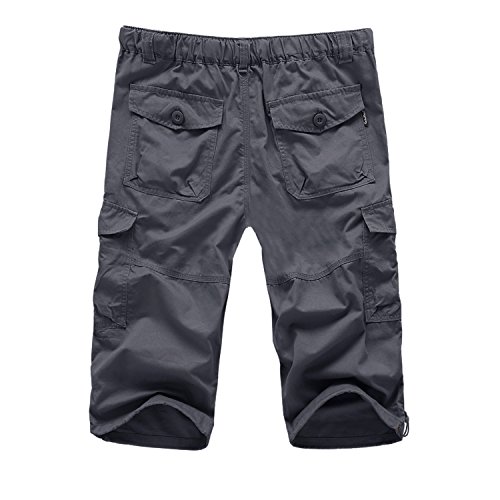EKLENTSON Men's Capri Shorts Below Knee Shorts Loose Fit Army Outdoor Camping Summer Shorts Purplish Gray
