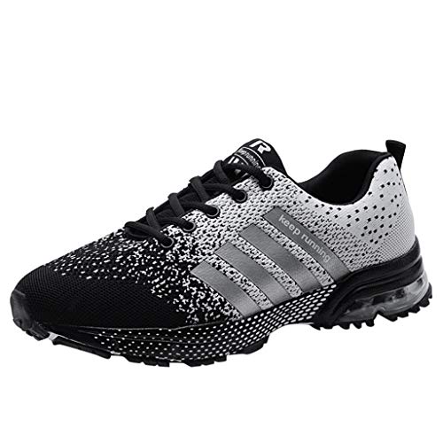 Mens Womens Sneakers, Casual Lightweight Breathable Mesh Tennis Running Sport Shoes Athletic Air Cushion Gym Sneakers (Gray, US:8)