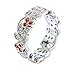 Platinum and Rose Gold Overlay Leaves and Pink Flower Vintage Filigree Eternity Anniversary Ring Band (10)