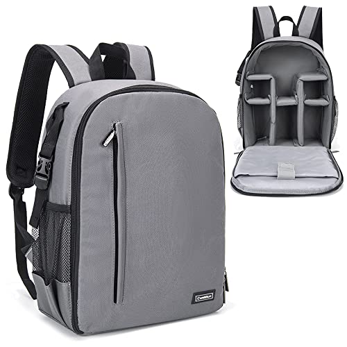 Cwatcun Camera Backpack DSLR SLR Camera Bag with 15.6 Inch Laptop Compartment For Canon Nikon Sony,Water Resistant Camera Backpack for Women and Men,Adjustable Tripod Holder (Ⅱ Large Grey)
