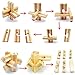 Qiandier Bamboo 3D Puzzle Metal Brain Teasers Puzzles Mind Game Toys Set for Teens and Adults Pack of 12pcs