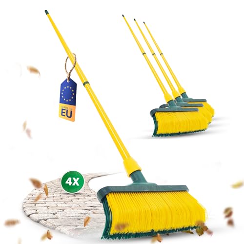 Novaliv Krallenbesen Set 30 cm Holz mit Teleskopstiel Hofbesen Allzweckbesen Kehrbesen Terrassenbesen Besen mit Stiel (4, 30 cm Besen mit Stiel)