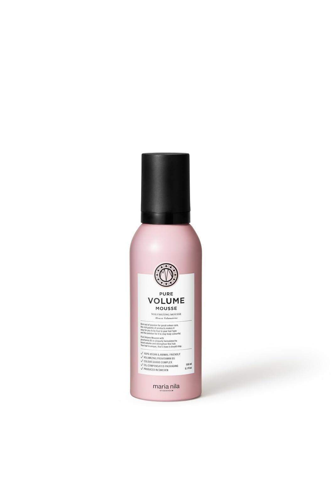 Maria Nila Pure Volume, Volumizing Mousse for Thicker Hair, Panthenol/Provitamin B5 Gives Volume to Thin & Fine Hair, 100% Vegan & Sulfate/Paraben free, 150 ml
