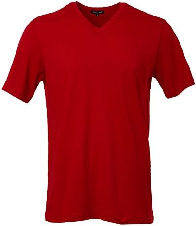 Rich Cotton V neck T shirts 10 colors (4XL, Red)