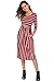 Halife Women's 3 4 Sleeve Stripe Elastic Waist Casual Dress with Pocket